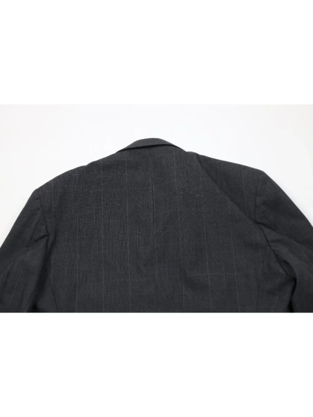 Vintage 70s Mens 46R 2 Piece Wool Suit Wide Leg Gray Plaid Suspenders 34x29 USA